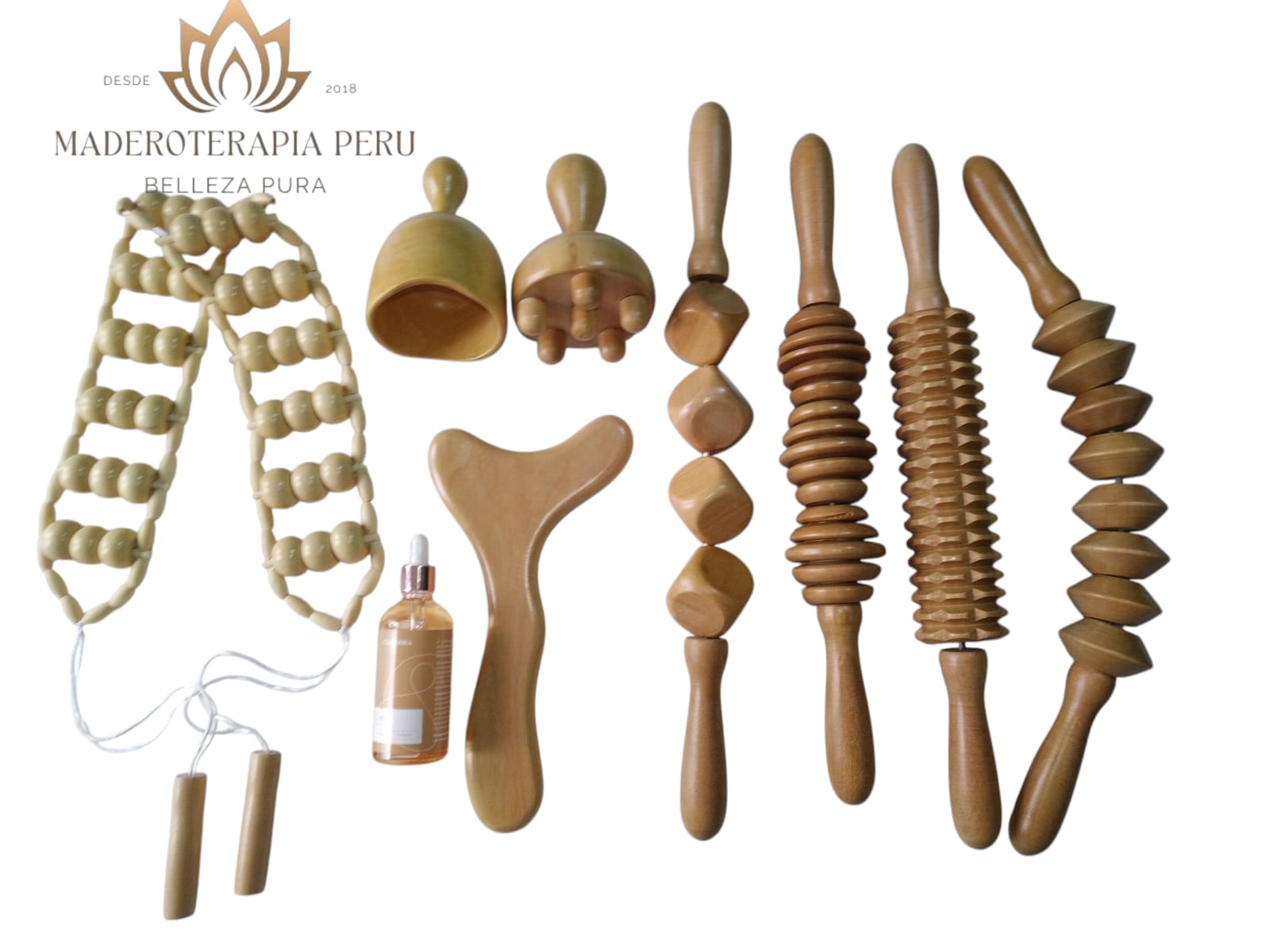 Kit maderoterapia corporal de 9 piezas